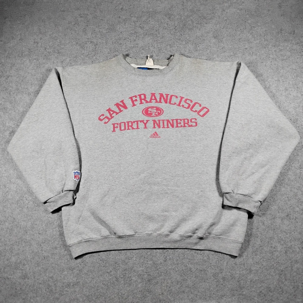 Vintage Adidas Team Mens Gray San Francisco Forty Niners Crewneck Sweater Size L